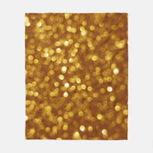 Golden defocused glitter, sparkling texture. fleece blanket
