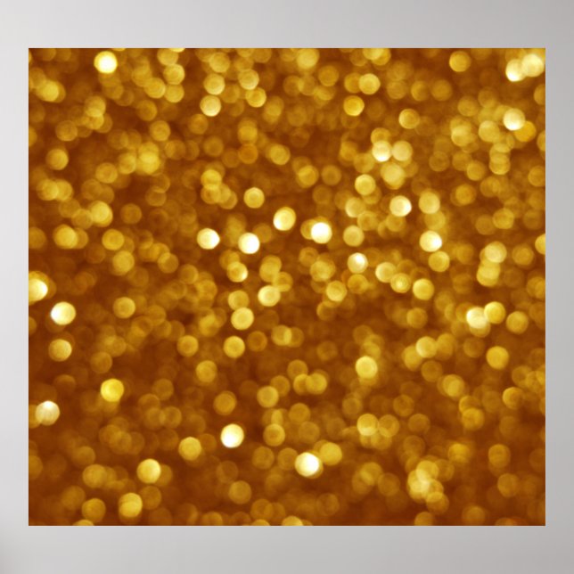 Golden defocused glitter, sparkling texture. poster (Front)
