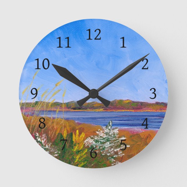 Golden Delaware River Round Clock (Front)