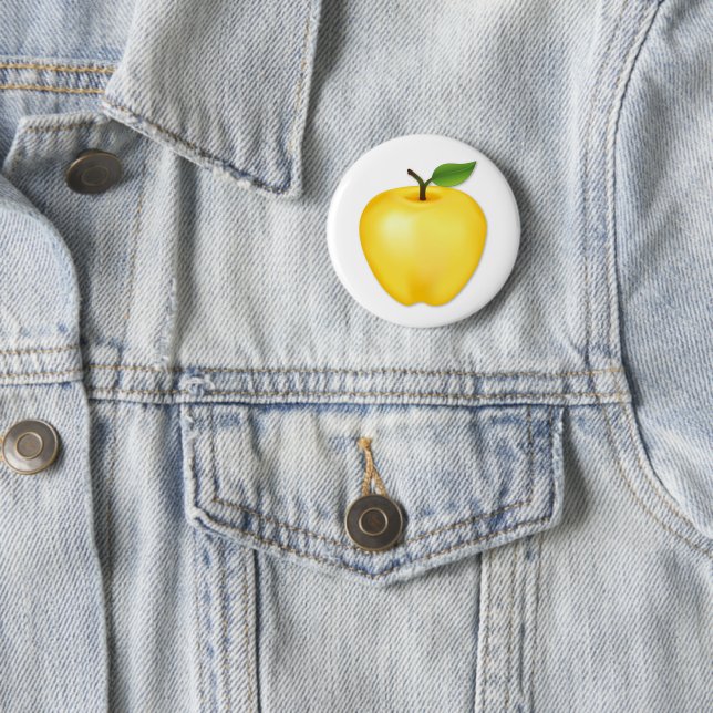 Golden Delicious Apple 2 Inch Round Button (In Situ)