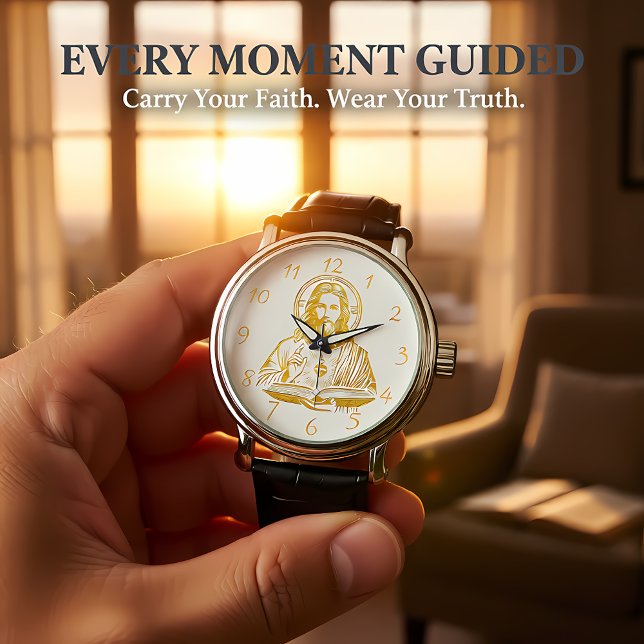 Golden Depiction of Jesus Holding a Book Watch (Creator Uploaded)