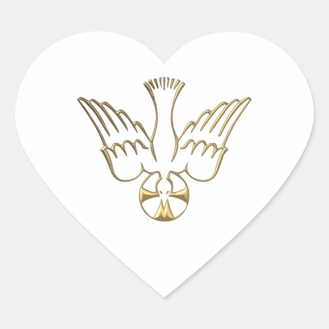 Golden Descent of The Holy Spirit Symbol Heart Sticker (Front)