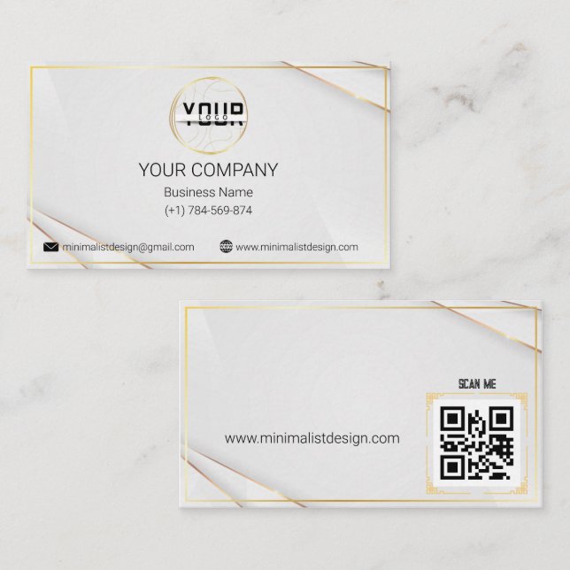 Golden Design QR Code Professional Business Card (Front/Back)