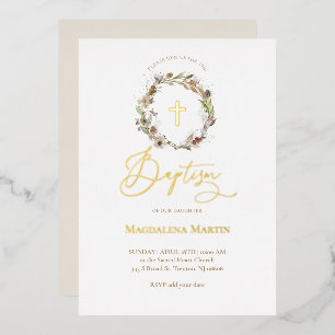 golden details autumn wreath Baptism 