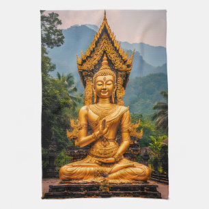 Golden Dhamma in the Northern Hills Kitchen Towel