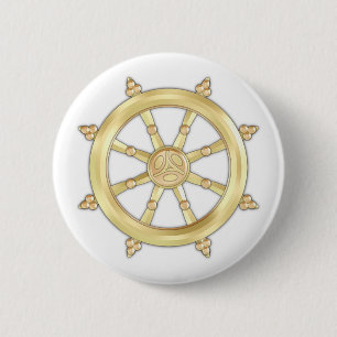 Golden Dharmacakra 2 Inch Round Button