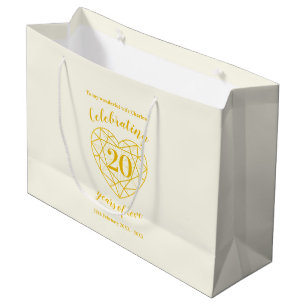Golden diamond anniversary 20 years love large gift bag