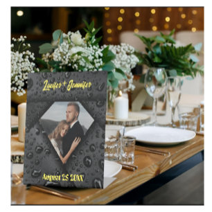 Golden Diamond Modern Elegant Customised Wedding Pedestal Sign
