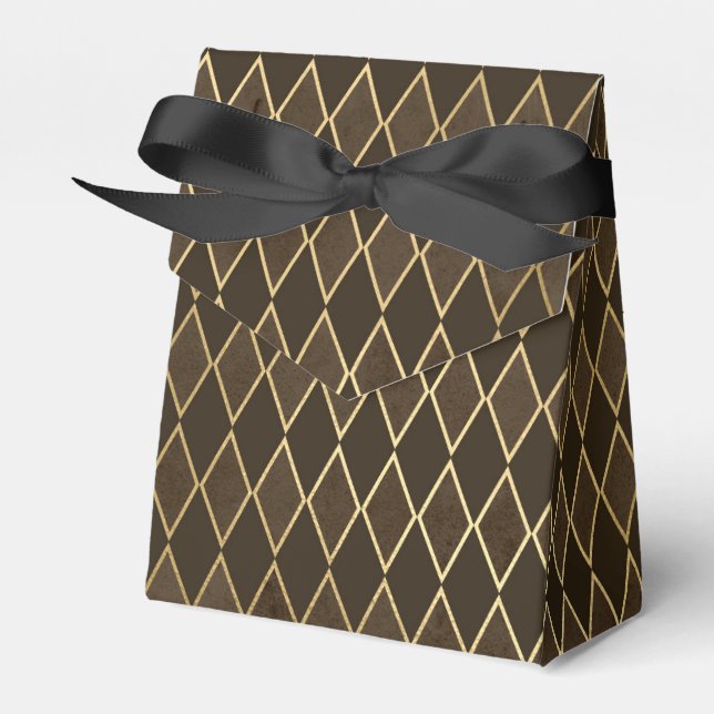 Golden Diamond Pattern Favor Box (Front Side)