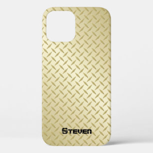 Golden Diamond Plate with Name iPhone 12 Pro Case
