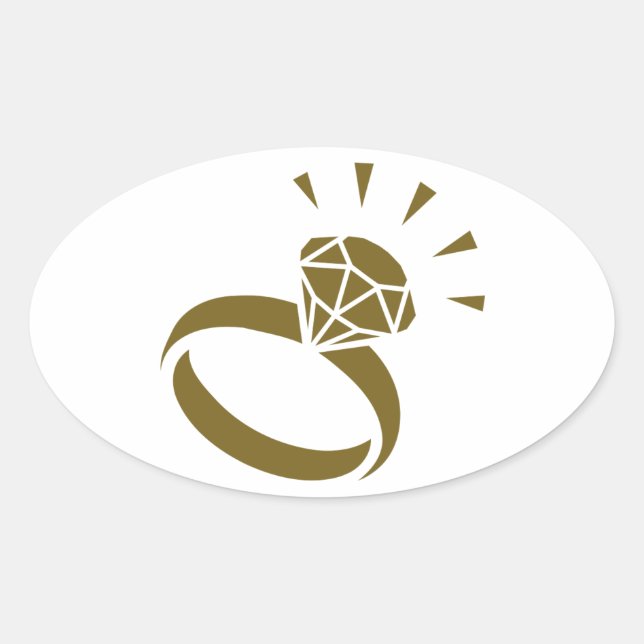 Golden diamond ring oval sticker (Front)