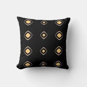 Golden Diamonds – Black & Gold Minimal Geometric Throw Pillow