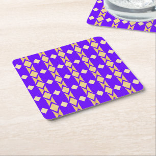 Golden Diamonds Elegant Royal Blue Gold Square Paper Coaster
