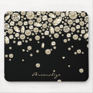 Golden Diamonds on Black Mouse Pad