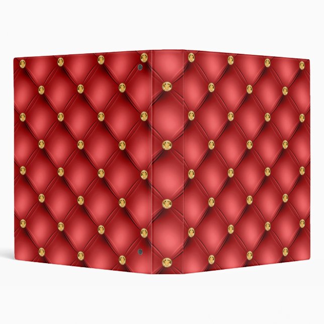 Golden Diamonds Tufted Red Leather Binder (Background)