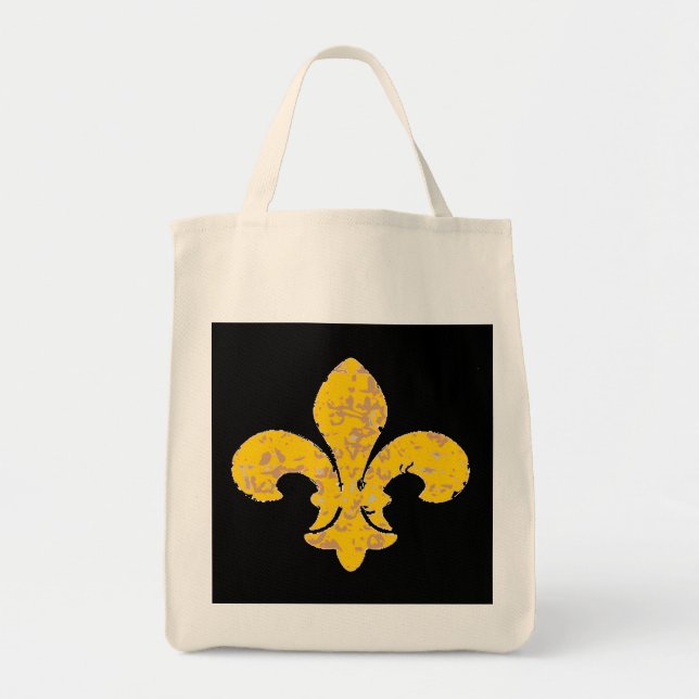 Golden Distressed Fleur De Lis Tote Bag (Front)
