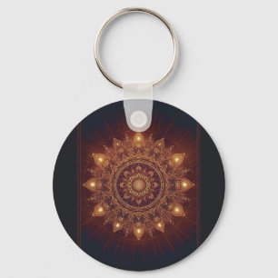 Golden Diwali Mandala – Light Within and Around Keychain