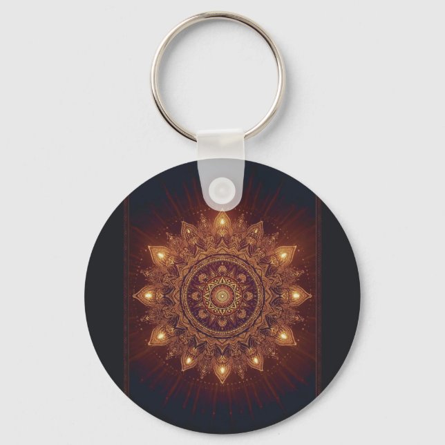 Golden Diwali Mandala – Light Within and Around Keychain (Front)