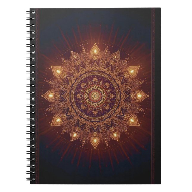 Golden Diwali Mandala – Light Within and Around Notebook (Front)