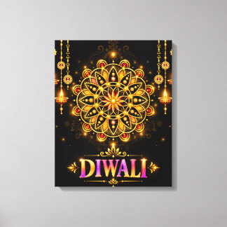 Golden Diwali Mandala Rangoli Festival of Lights Canvas Print