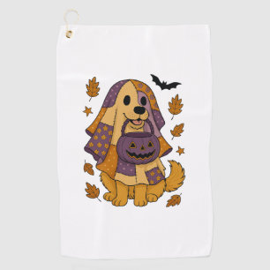 Golden Dog Ghost Halloween Golf Towel