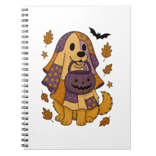 Golden Dog Ghost Halloween Notebook