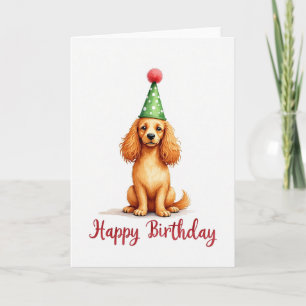 Golden Dog Party Hat Card