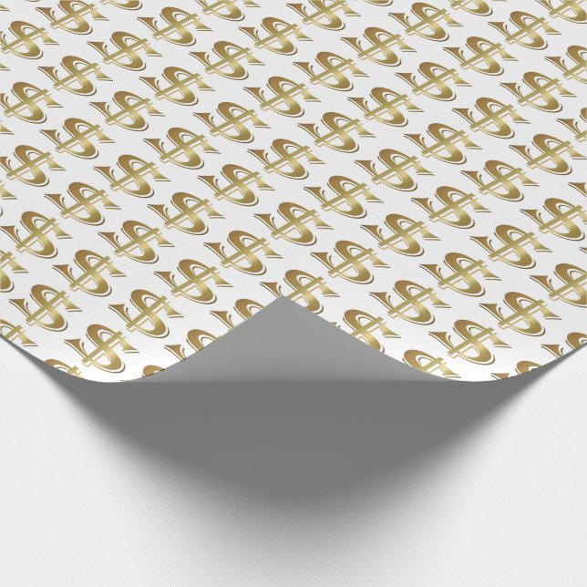 Golden Dollar Sign Wrapping Paper (Corner)