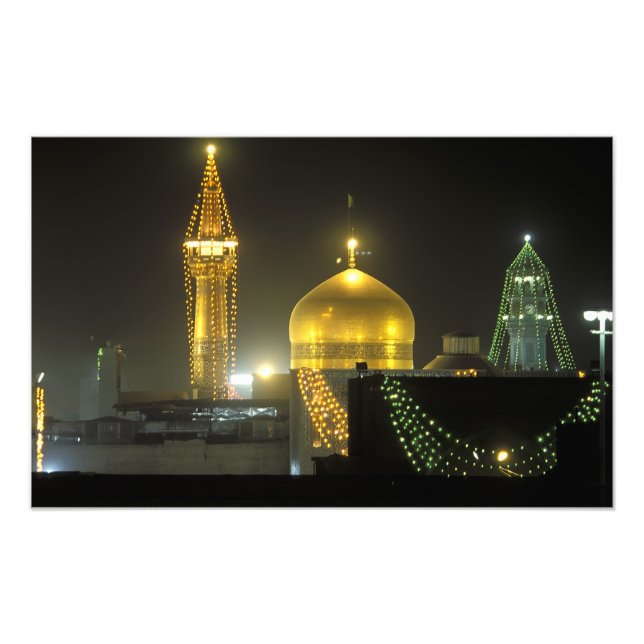 Golden dome of the Imam Reza Shrine Complex at Photo Print (Front)