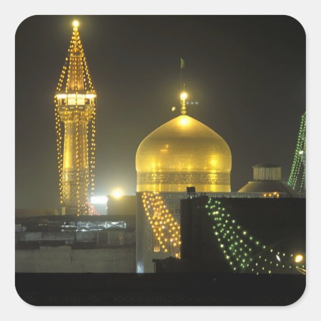 Golden dome of the Imam Reza Shrine Complex at Square Sticker (Front)
