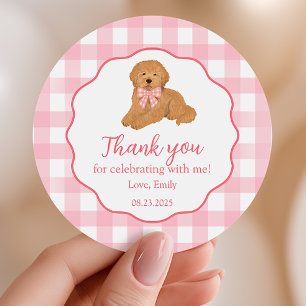 Golden Doodle Birthday Party Favor Thank You Classic Round Sticker