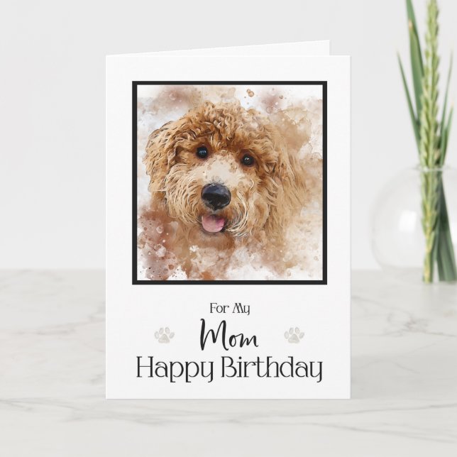 Golden Doodle Cavapoo Happy Birthday Mom Card (Front)