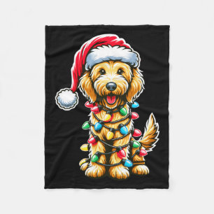 Golden Doodle Christmas Tree Xmas Dog Pajamas Gold Fleece Blanket