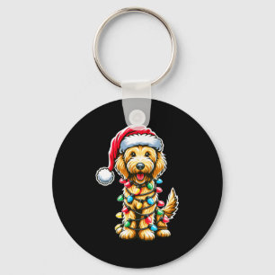 Golden Doodle Christmas Tree Xmas Dog Pajamas Gold Keychain