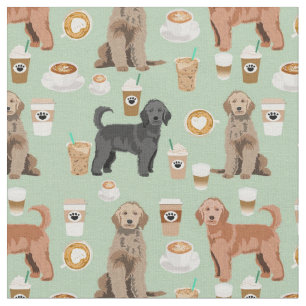 Golden Doodle coffee lover mint Fabric
