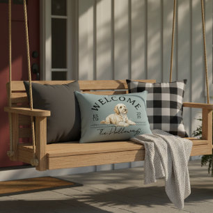 Golden Doodle Custom Family Name Welcome Accent Pillow