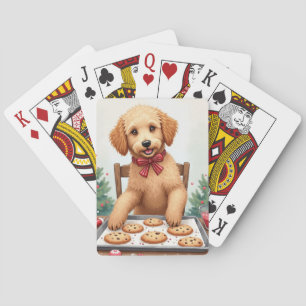 Golden Doodle Decorating Christmas Cookies Playing Cards