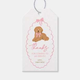 Golden Doodle Dog Birthday Pawty Pink Gift Tags