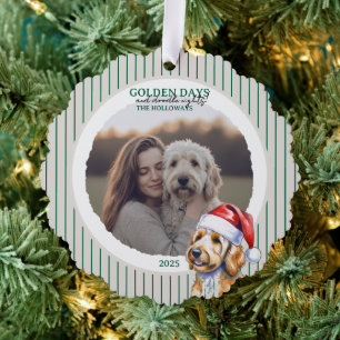Golden Doodle Dog Christmas Photo Ornament Card