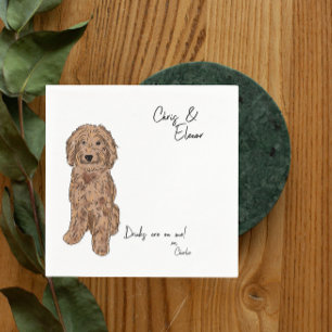 Golden Doodle Dog Cocktail Napkin for wedding