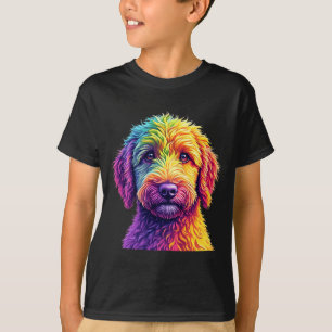 Golden doodle dog colourful goldendoodle face dog T-Shirt