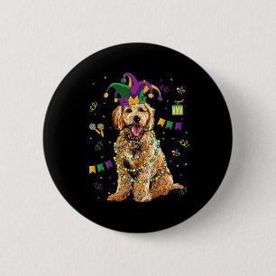 Golden Doodle Dog Lover Cute Mardi Gras Carnival J 2 Inch Round Button