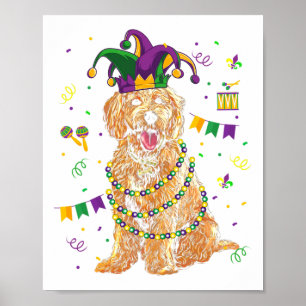 Golden Doodle Dog Lover Cute Mardi Gras Carnival J Poster