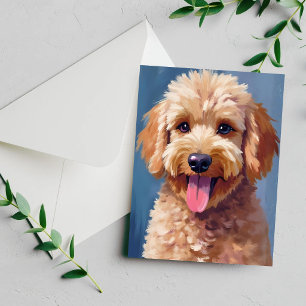 Golden Doodle   Dog Watercolor Painting Pet Card