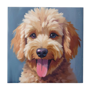 Golden Doodle   Dog Watercolor Painting Pet Tile