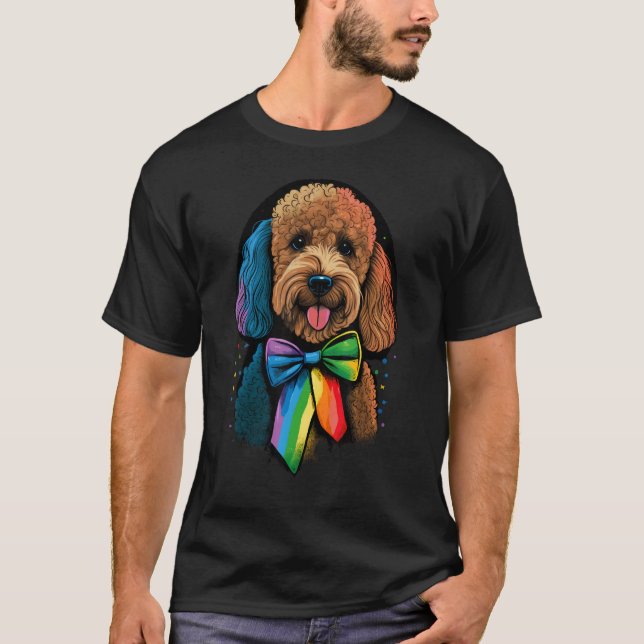 Golden Doodle Gay Pride LGBT Rainbow Flag Goldendo T-Shirt (Front)
