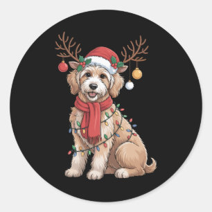 Golden Doodle Gorgeous Reindeer Christmas Tree Classic Round Sticker