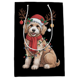 Golden Doodle Gorgeous Reindeer Christmas Tree  Medium Gift Bag