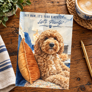 Golden Doodle Happy Birthday Mom Card