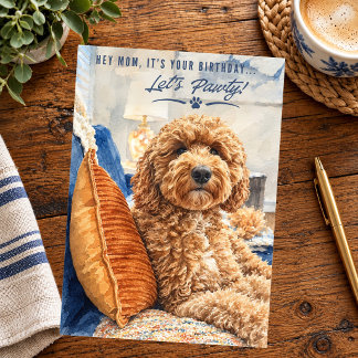 Golden Doodle Happy Birthday Mom Card